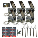 HME Trail Camera 12V with Solar Auxiliary Power Pack (6-Pack) with 6x SD Card Reader-Viewer Bundle