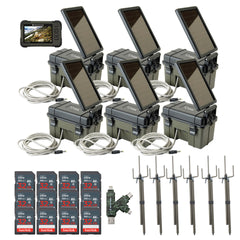 HME Trail Camera 12V with Solar Auxiliary Power Pack (6-Pack) with 6x SD Card Reader-Viewer Bundle