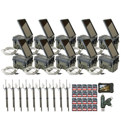 HME Trail Camera 12V with Solar Auxiliary Power Pack (10-Pack) with 10x SD Card Reader-Viewer Bundle