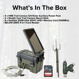 HME Trail Camera 12V with Solar Auxiliary Power (4-Pack) with Camera Mount Stick (4-Pack) Bundle