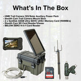 HME Trail Camera 12V with Solar Auxiliary Power Pack with SD Card Reader and Viewer Bundle