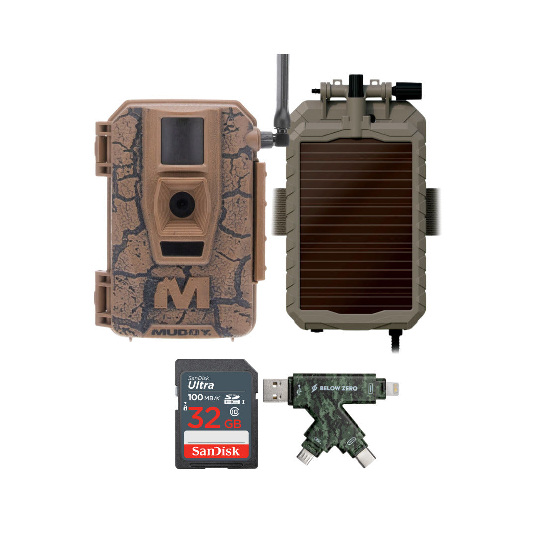 Muddy Mitigator Cellular 24MP Imaging Trail Camera with 80 Feet Detection and Flash Range Bundle
