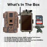 Muddy Mitigator Cellular 24MP Imaging Trail Camera (6-Pack) with 6x Lithium Solar Power Panel Bundle