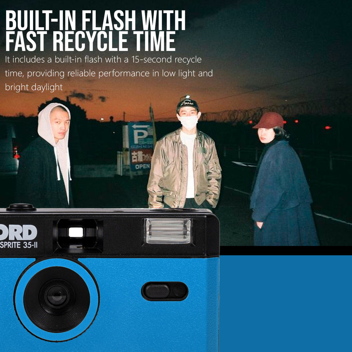 Ilford Sprite 35-II Reusable and Reloadable 35mm Analog Film Camera (Blue and Black) Bundle