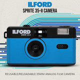 Ilford Sprite 35-II Reusable and Reloadable 35mm Analog Film Camera (Blue and Black) Bundle