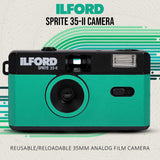 Ilford Sprite 35-II Reusable and Reloadable 35mm Analog Film Camera (Teal and Black) Bundle