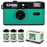Ilford Sprite 35-II Reusable and Reloadable 35mm Analog Film Camera (Teal and Black) Bundle