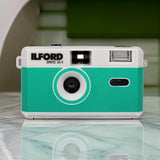 Ilford Sprite 35-II Reusable and Reloadable 35mm Analog Film Camera (Silver and Teal) Bundle