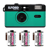 Ilford Sprite 35-II Reusable and Reloadable 35mm Analog Film Camera (Teal and Black) Bundle
