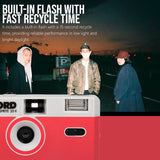 Ilford Sprite 35-II Reusable and Reloadable 35mm Analog Film Camera (Silver and Red) Bundle