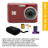 Kodak PIXPRO FZ45 Friendly Zoom Digital Camera (Red) with Travel Organizer and Storage Case Bundle