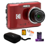 Kodak PIXPRO FZ45 Friendly Zoom Digital Camera (Red) with Travel Organizer and Storage Case Bundle