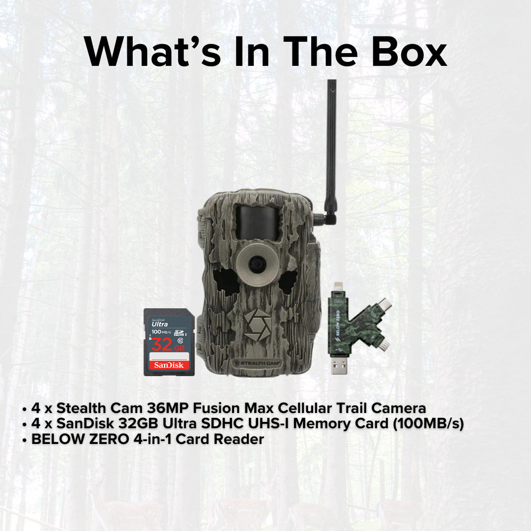 Stealth Cam 36MP Fusion Max Cellular Trail Camera with 80-Feet Detection Range (2-Pack) x 2 Bundle