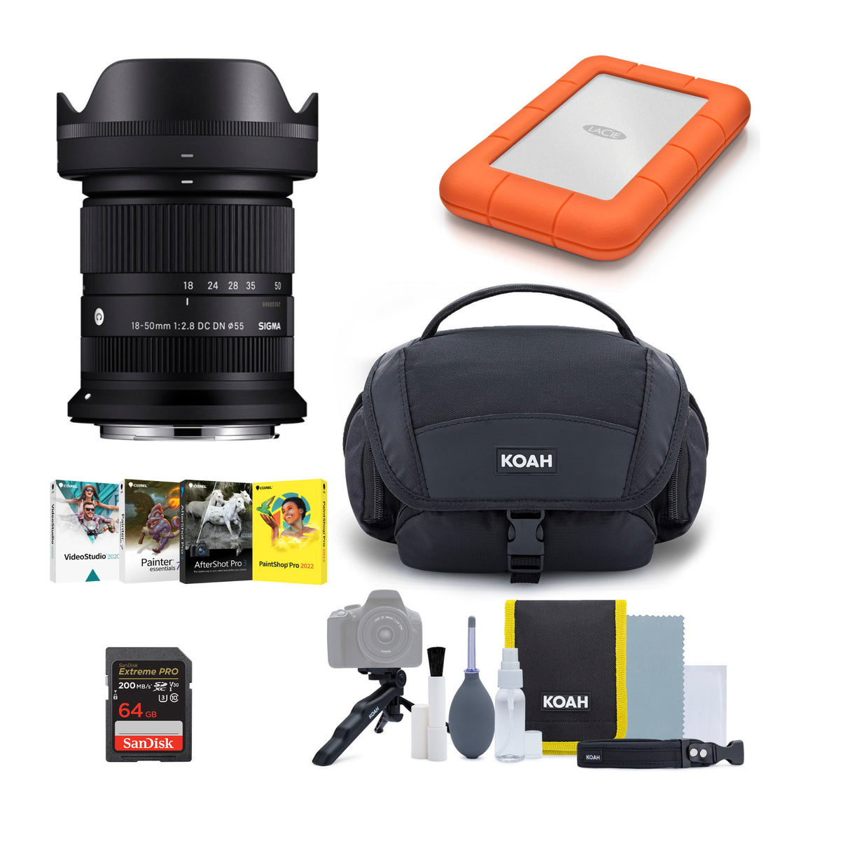 Sigma F2.8 DC DN Canon RF Mount Contemporary Lens with 1TB External Portable Hard Drive Bundle