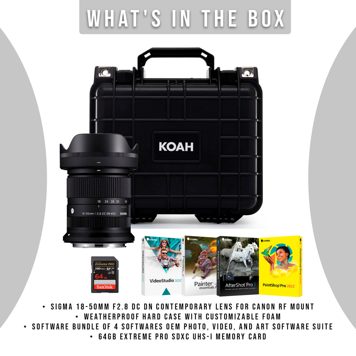 Sigma F2.8 DC DN Canon RF Mount Contemporary Lens with Weatherproof Hard Case Bundle