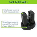 Wasabi Power 2600mAh Battery (2-Pack) and Dual USB Charger Kit for High-Capacity Charging (Black)