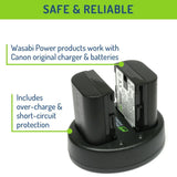 Wasabi Power LP-E6NH Rechargeable Li-Ion 2250 mAh Battery (2-Pack) and Dual Charger Kit (Black)