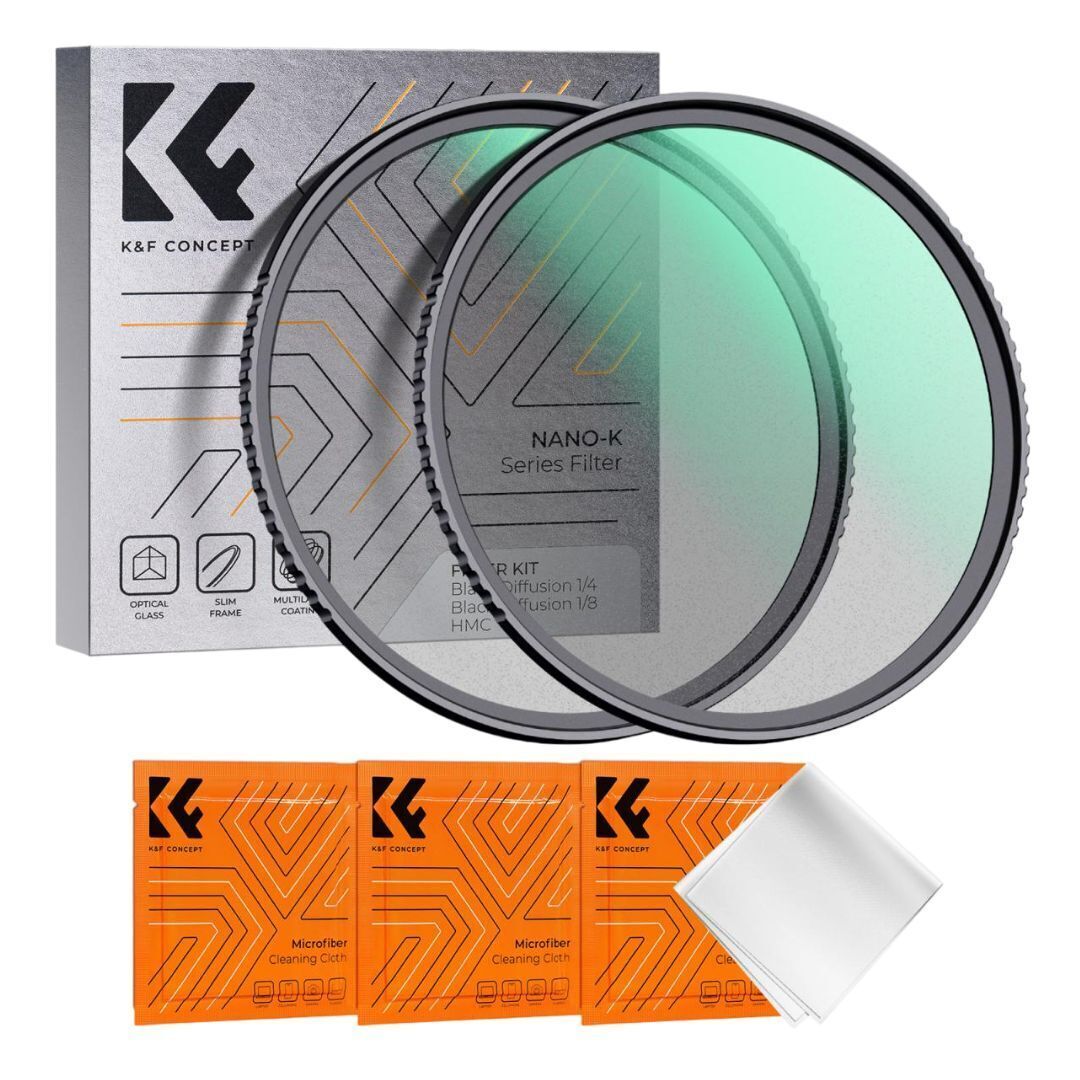 K&F Concept Nano-K Series 55mm Black Mist 0.25 Filter with 0.125 Filter with Non-Slip Frame