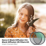 K&F Concept Nano-K Series 55mm Black Mist 0.25 Filter with 0.125 Filter with Non-Slip Frame