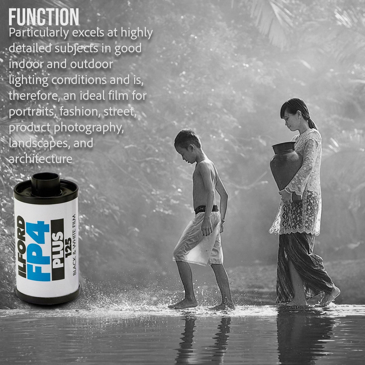 Ilford FP4 Plus 35mm Black and White Medium Speed Roll Film with 36 Exposures (10-Pack) Bundle