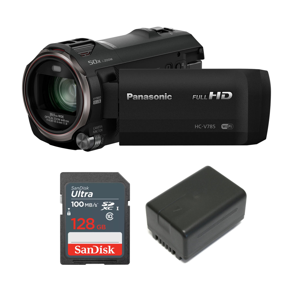 Panasonic HC-V785K Full HD Video Camera Camcorder with 1/2.3 Inch BSI Sensor with Card and Battery