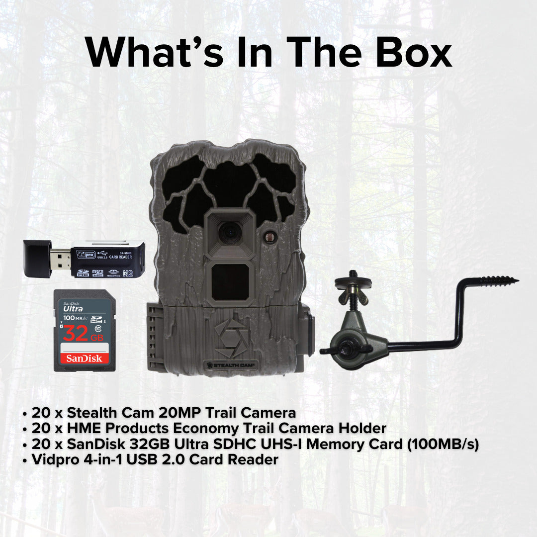 Stealth Cam 20MP Trail Camera with 60 Feet Range Detection and 720P Video (2-Pack) x 10 Bundle