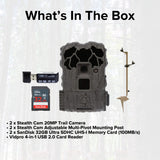 Stealth Cam 20MP Trail Camera with 60 Feet Range Detection and 720P Video Resolution (2-Pack) Bundle