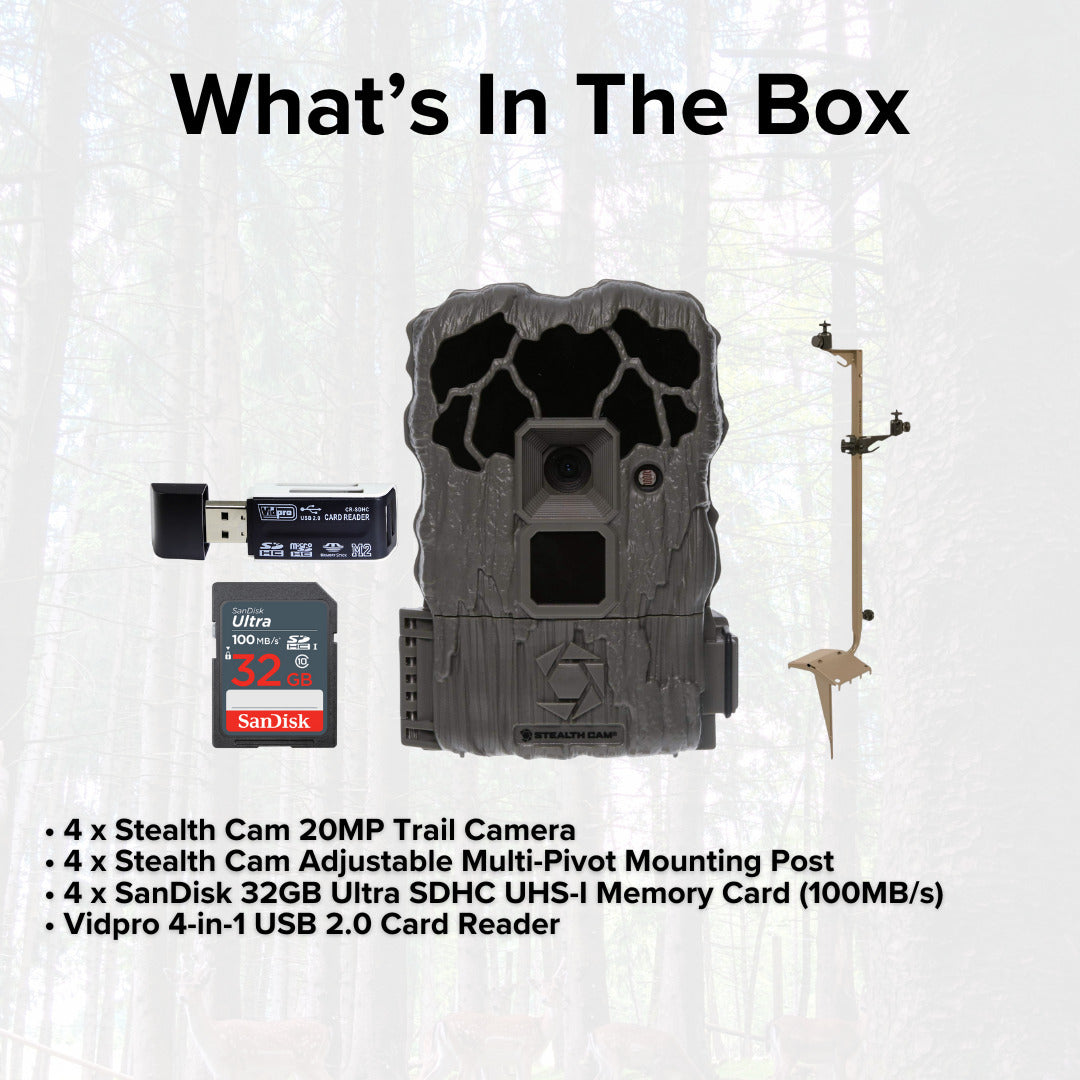 Stealth Cam 20MP Trail Camera with 60 Feet Range Detection (2-Pack) x 2 Bundle