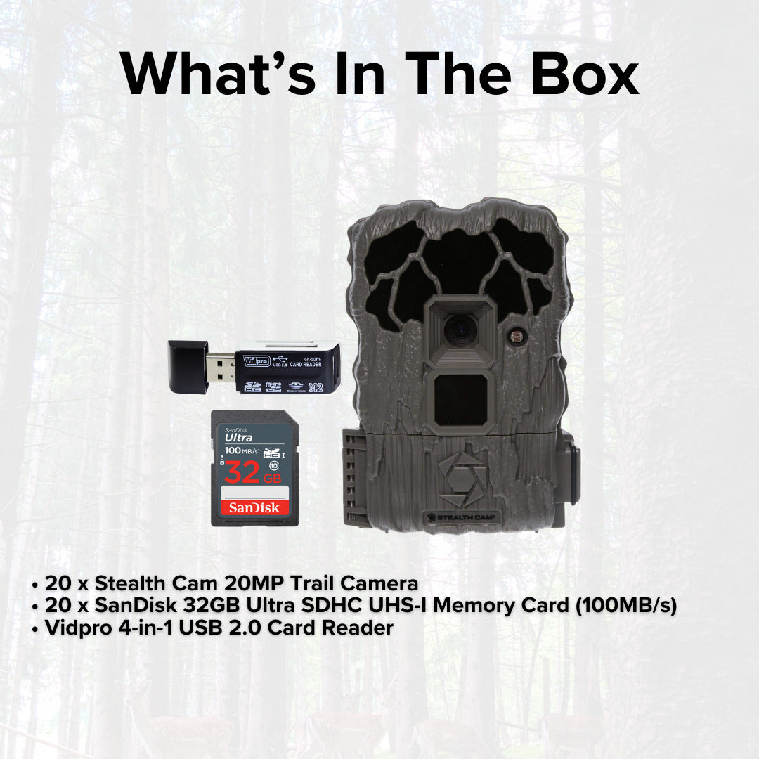 Stealth Cam 20MP Trail Camera with 60 Feet Range Detection and 720P Video (2-Pack) x 10 Bundle
