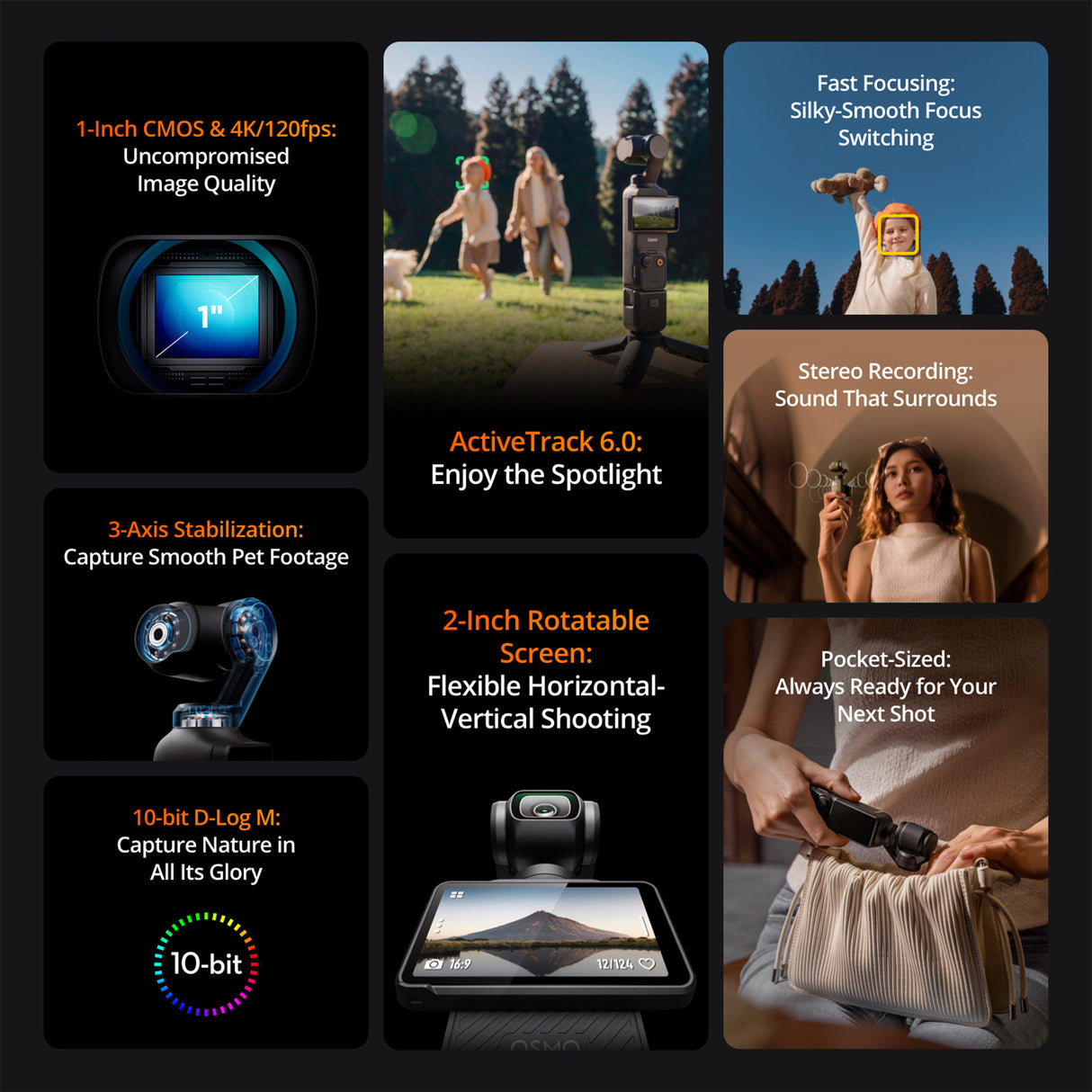 DJI Osmo Pocket 3 Creator Combo with 256GB MicroSD Card, Fill-in light, Cover, Protector and Case