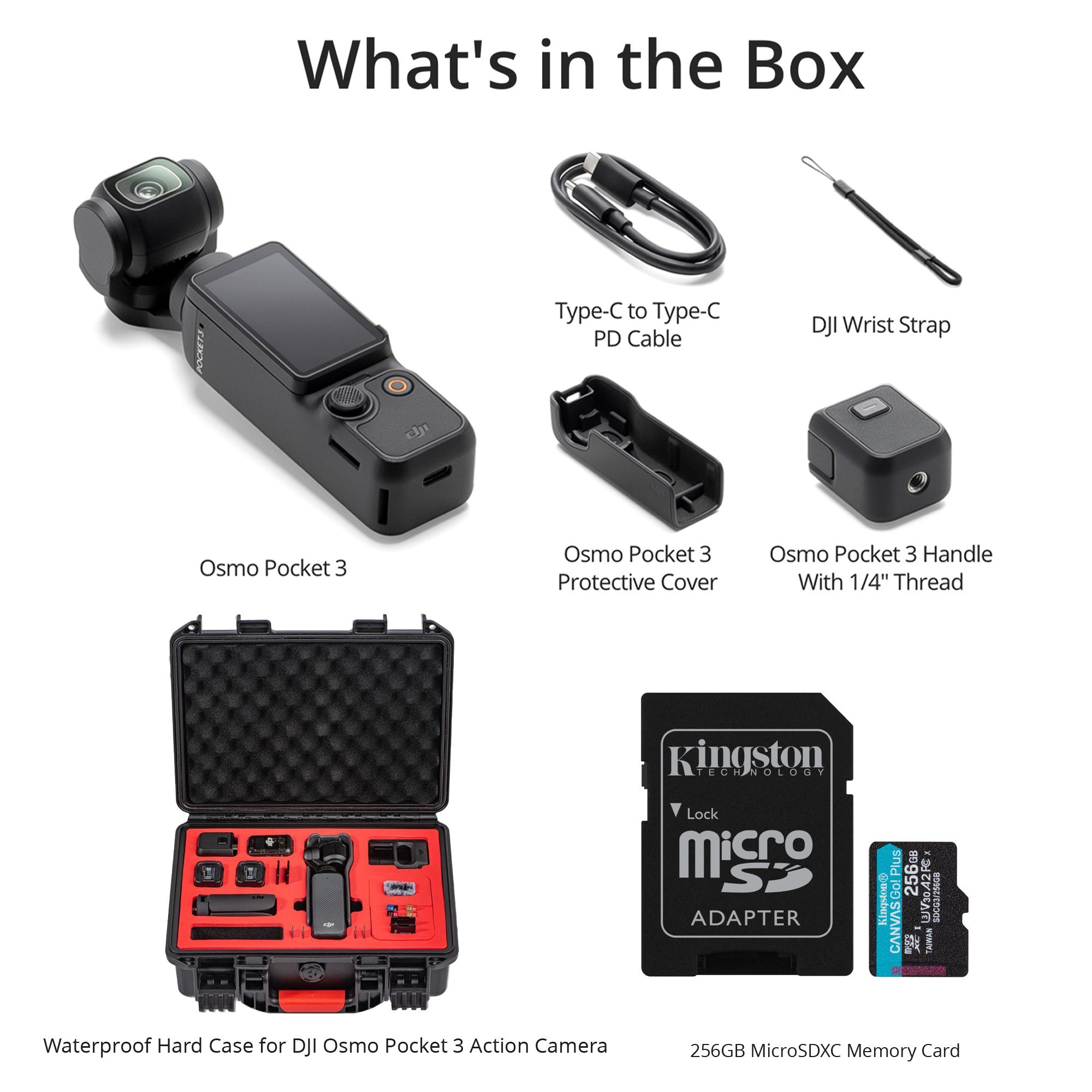 DJI Osmo Pocket 3 + SDカード256GB DJI Osmo Pocket 3 with 256GB MicroSD Card, Fill-in light
