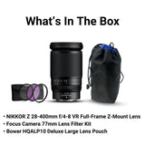 Nikon Z 28-400mm F4-8 VR Full-Frame Z-Mount Lens with 77mm 3-Piece UV, CPL, FLD Filter Kit Bundle