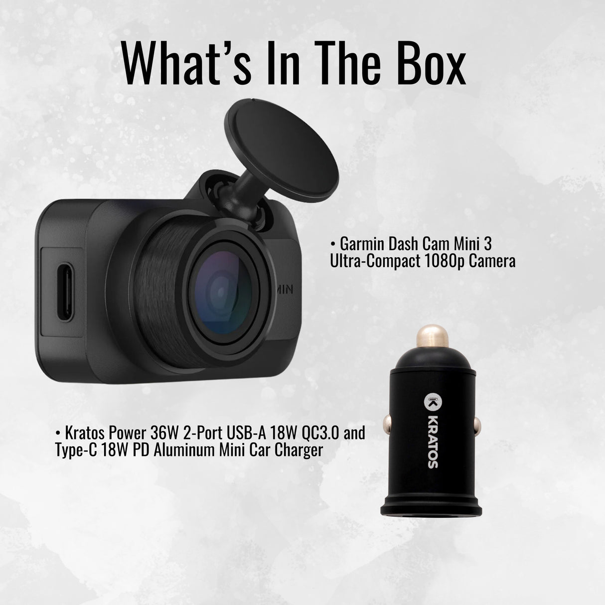 Garmin Dash Cam Mini 3 Ultra-Compact 1080p Camera (Black) with Dash Camera Accessory Bundle