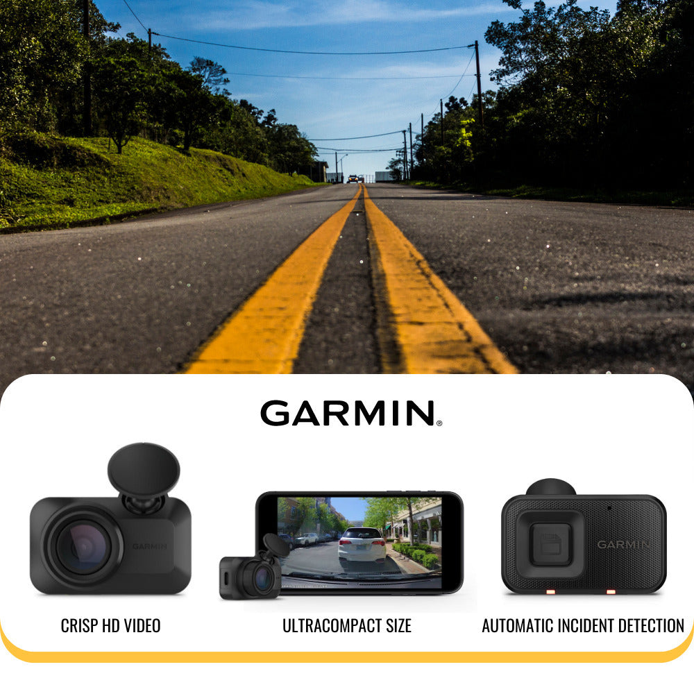 Garmin Dash Cam Mini 3 Ultra-Compact 1080p Camera (Black) with Dash Camera Accessory Bundle