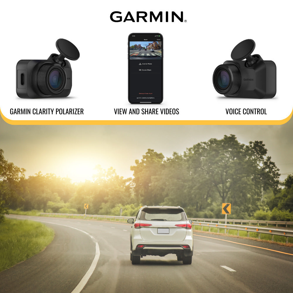 Garmin Dash Cam Mini 3 1080p Camera (Black) with 128GB microSD Card with SD Adapter Bundle