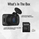 Garmin Dash Cam Mini 3 Ultra-Compact 1080p Camera (Black) with 64GB MicroSDXC Memory Card Bundle