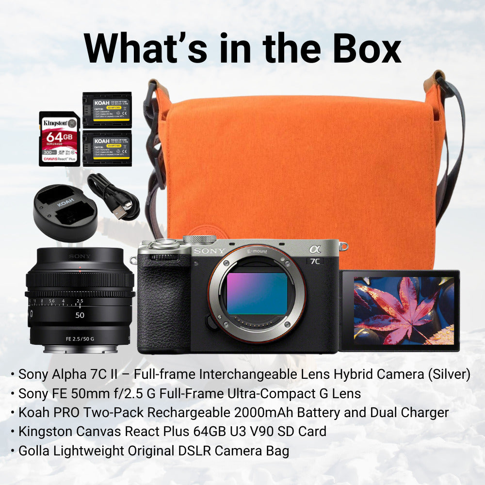 Sony Alpha 7C II Full-Frame Interchangeable Lens Hybrid Camera Body (Silver) with G Lens Bundle