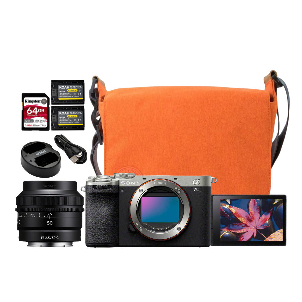 Sony Alpha 7C II Full-Frame Interchangeable Lens Hybrid Camera Body (Silver) with G Lens Bundle