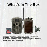 Stealth Cam 36MP Fusion Max Cellular Trail Camera (2-Pack) with Solar Power Panel (2-Pack) Bundle
