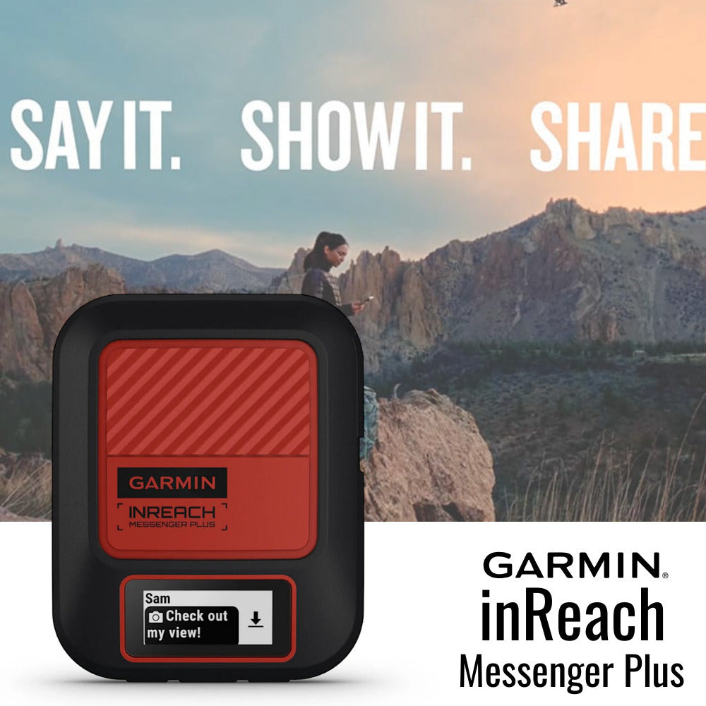 Garmin inReach Messenger Plus SOS Satellite Communicator with Tracback Routing (Black-Red) Bundle
