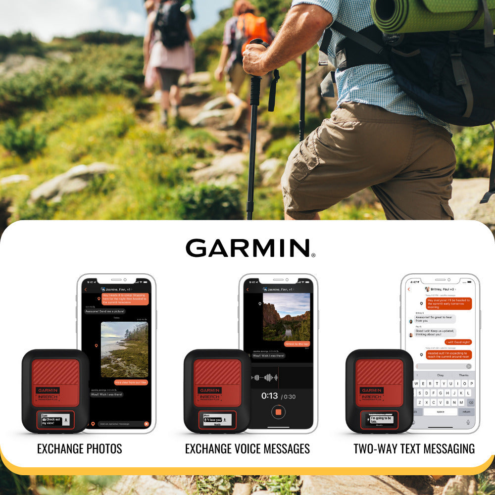 Garmin inReach Messenger Plus SOS Satellite Communicator with Tracback Routing (Black-Red) Bundle