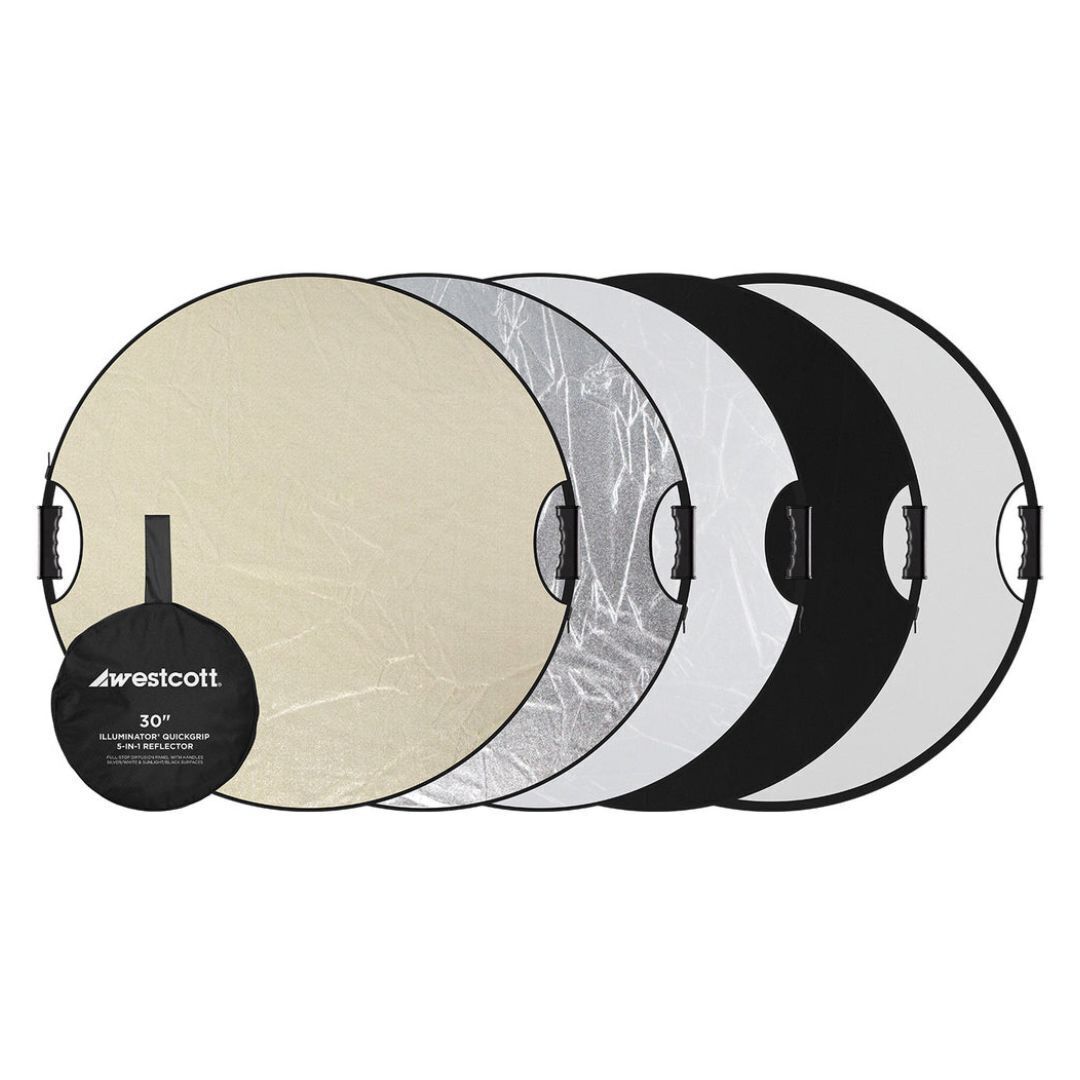 Westcott Illuminator 30-Inch 5-In-1 Reflector with QuickGrip Handles for Versatile Light Control