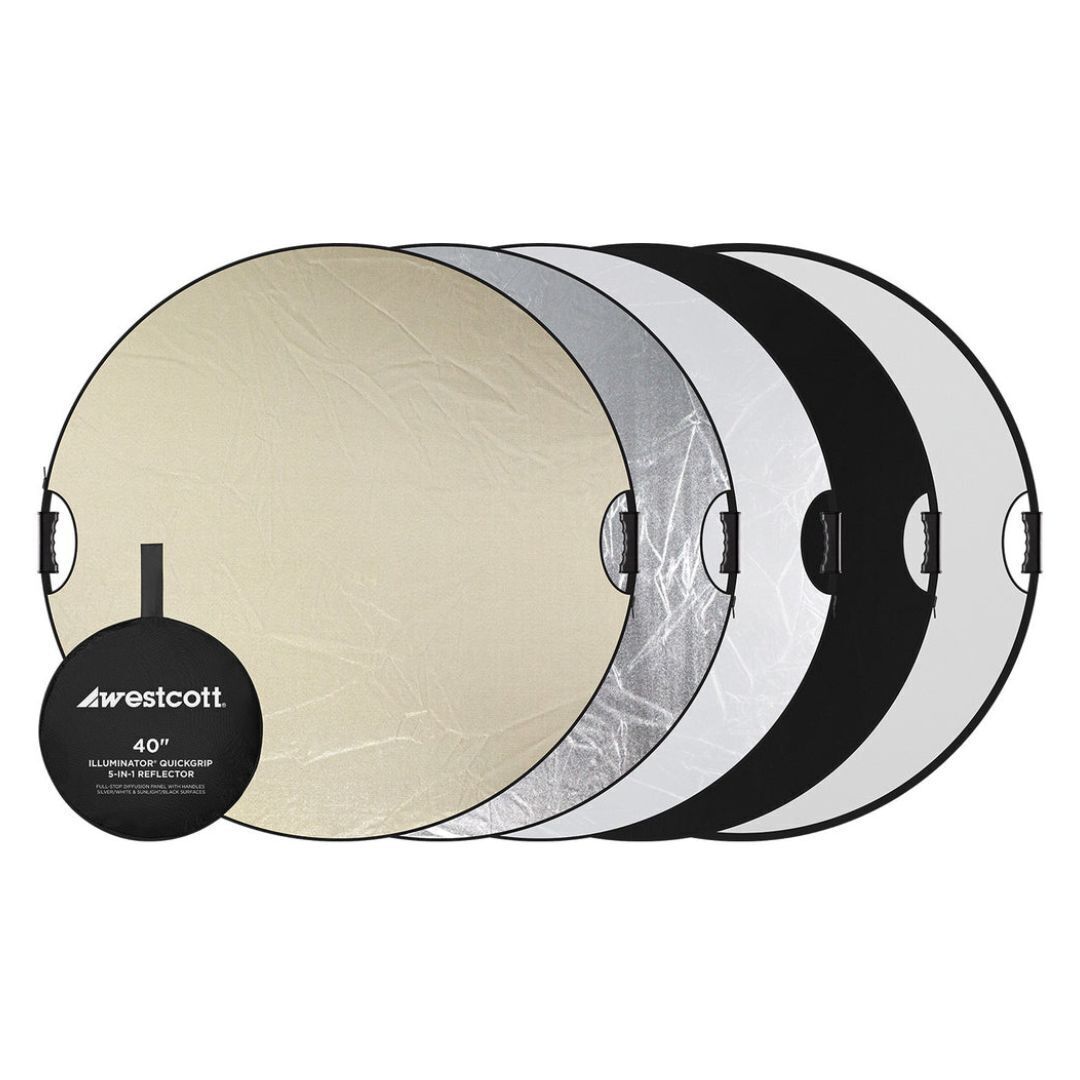 Westcott Illuminator 40-Inch 5-In-1 Reflector with QuickGrip Handles for Versatile Light Control