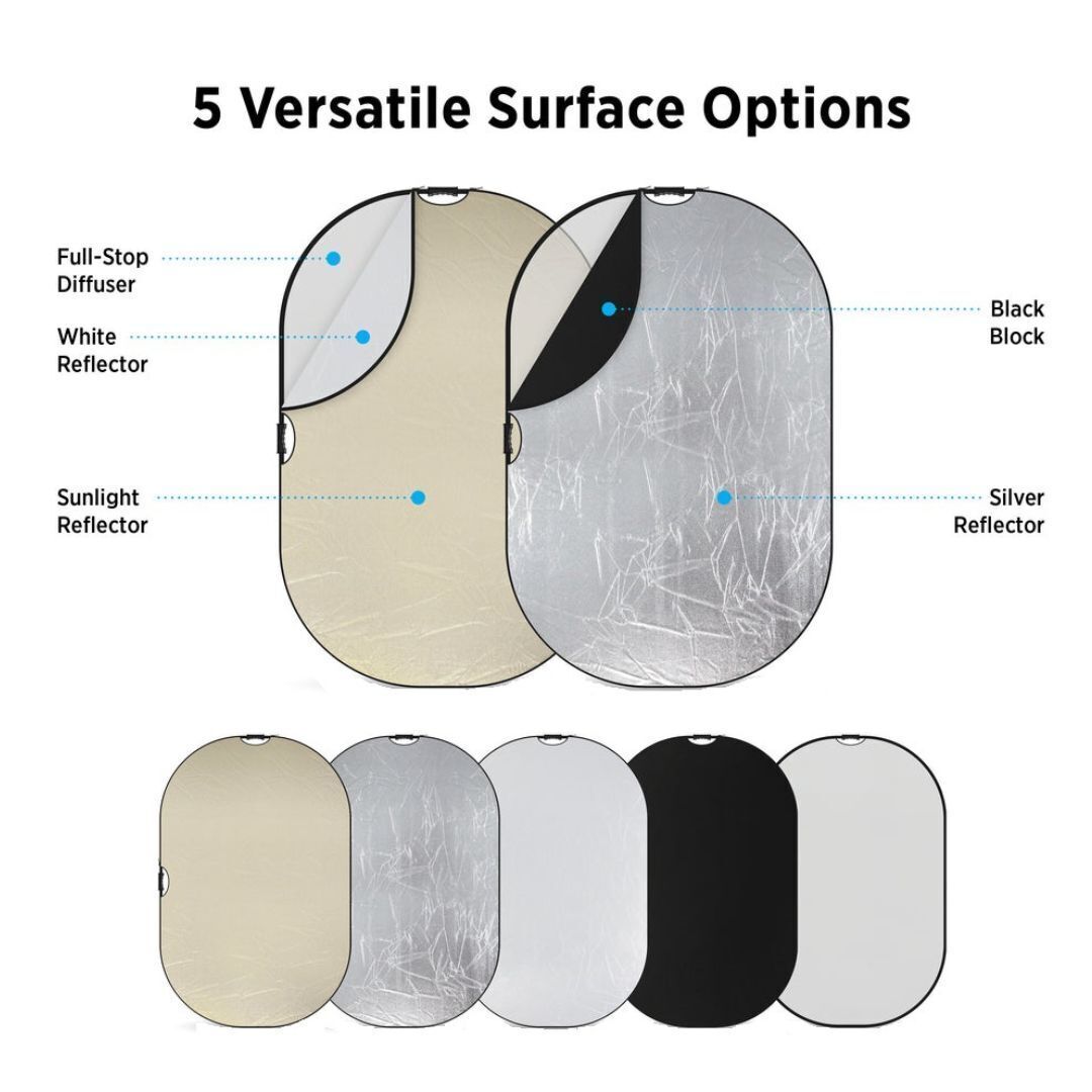 Westcott Illuminator 48x72-Inch 5-In-1 Reflector with QuickGrip Handles for Versatile Light Control