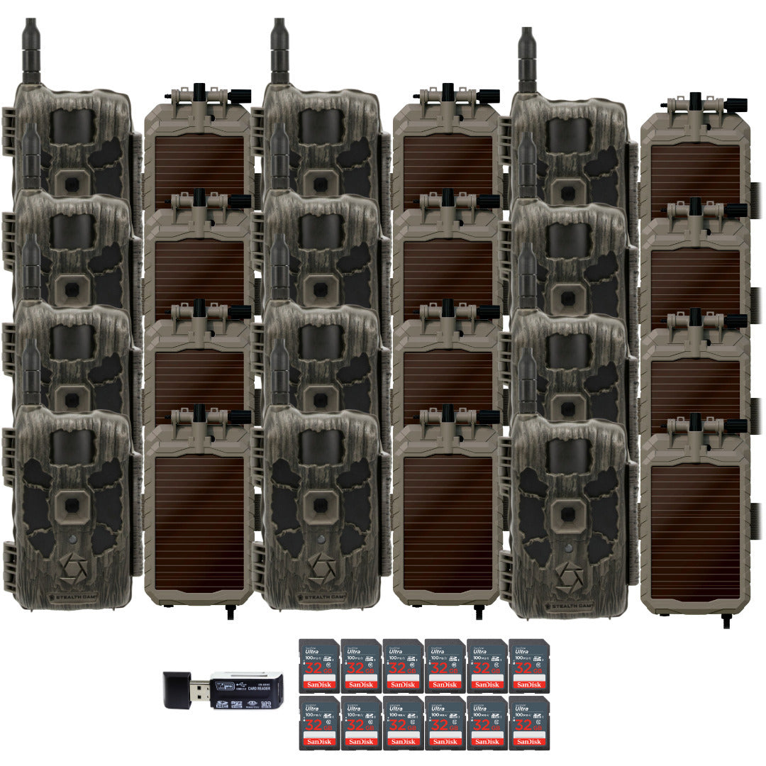 Stealth Cam 40MP Deceptor Max Cellular Trail Camera (2-Pack) x 6 with Solar Battery (12-Pack) Bundle