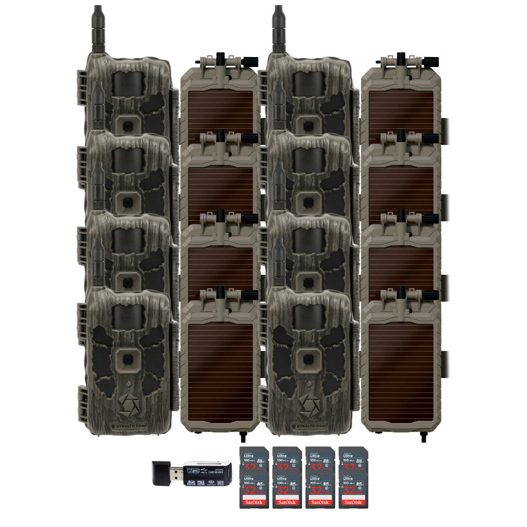 Stealth Cam 40MP Deceptor Max Cellular Trail Camera (2-Pack) x 4 with Solar Battery (8-Pack) Bundle