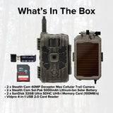 Stealth Cam 40MP Deceptor Max Cellular Trail Camera (2-Pack) with Solar Battery (2-Pack) Bundle