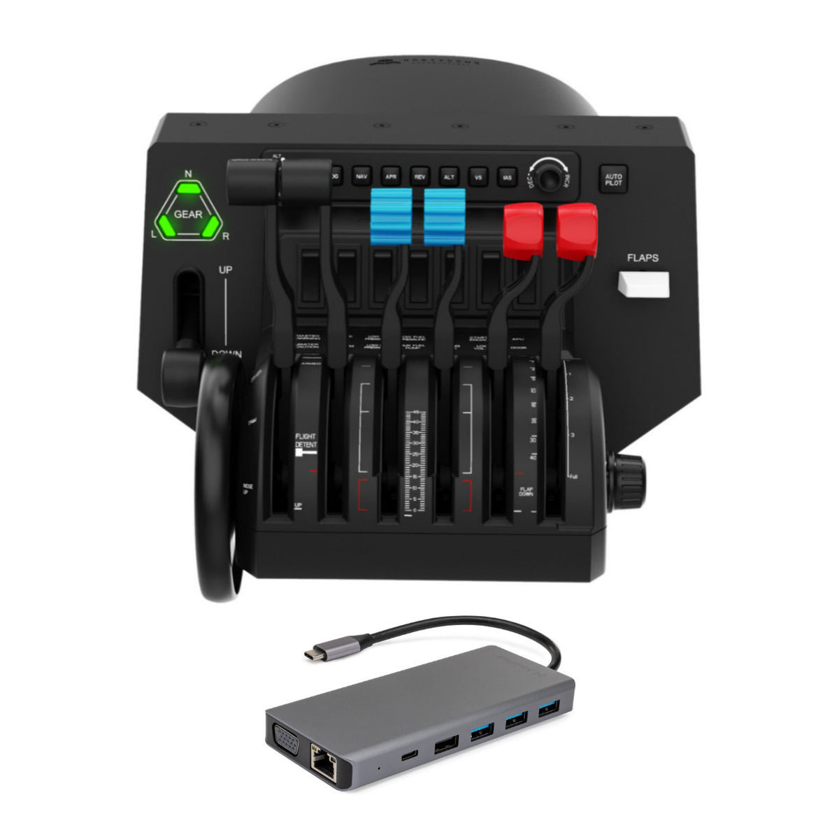Honeycomb Aeronautical Bravo Throttle Quadrant with Kernel 13-in-1 USB-C PD Charging Port Hub