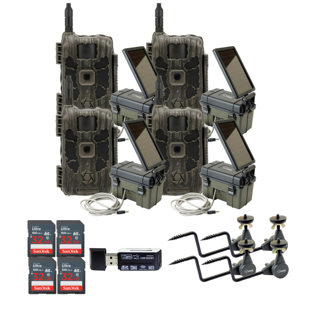 Stealth Cam 40MP Deceptor Max Cellular Trail Camera with Solar Power Pack (4-Pack) Bundle