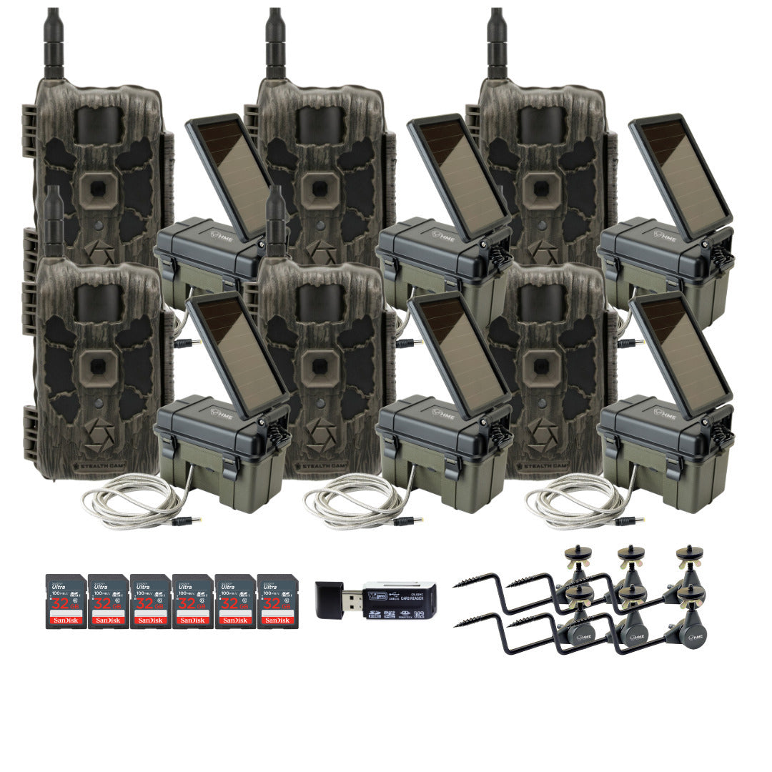 Stealth Cam 40MP Deceptor Max Cellular Trail Camera with Solar Power Pack (6-Pack) Bundle